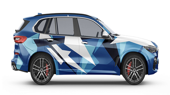 1.52*58m Printable Vinyl Triangles in blue and white Pattern Digital Print Car Wrap Vinyl Roll Substitute to MPI 1105