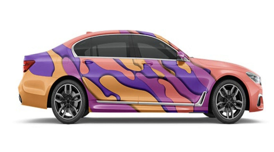 Purple and pink Streamline Gloss Vinyl Car Wrap Film Roll 1.52*60m Size Multicolor